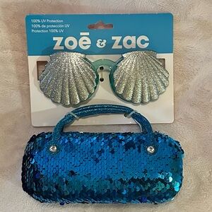 Zoë & Zac Silver Shell Sunglasses and Blue Sequin Bag Set